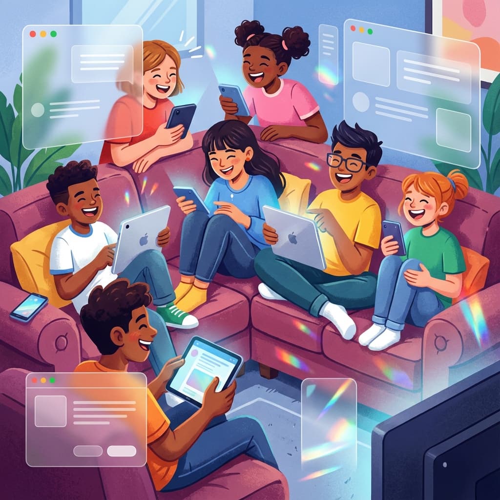 Middle schoolers hanging out